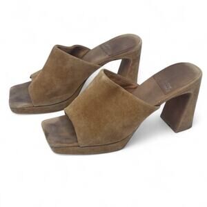 Jeffery Campbell | 9 | Chunky Platform Sandals Heels Suede Brown Slip On Women